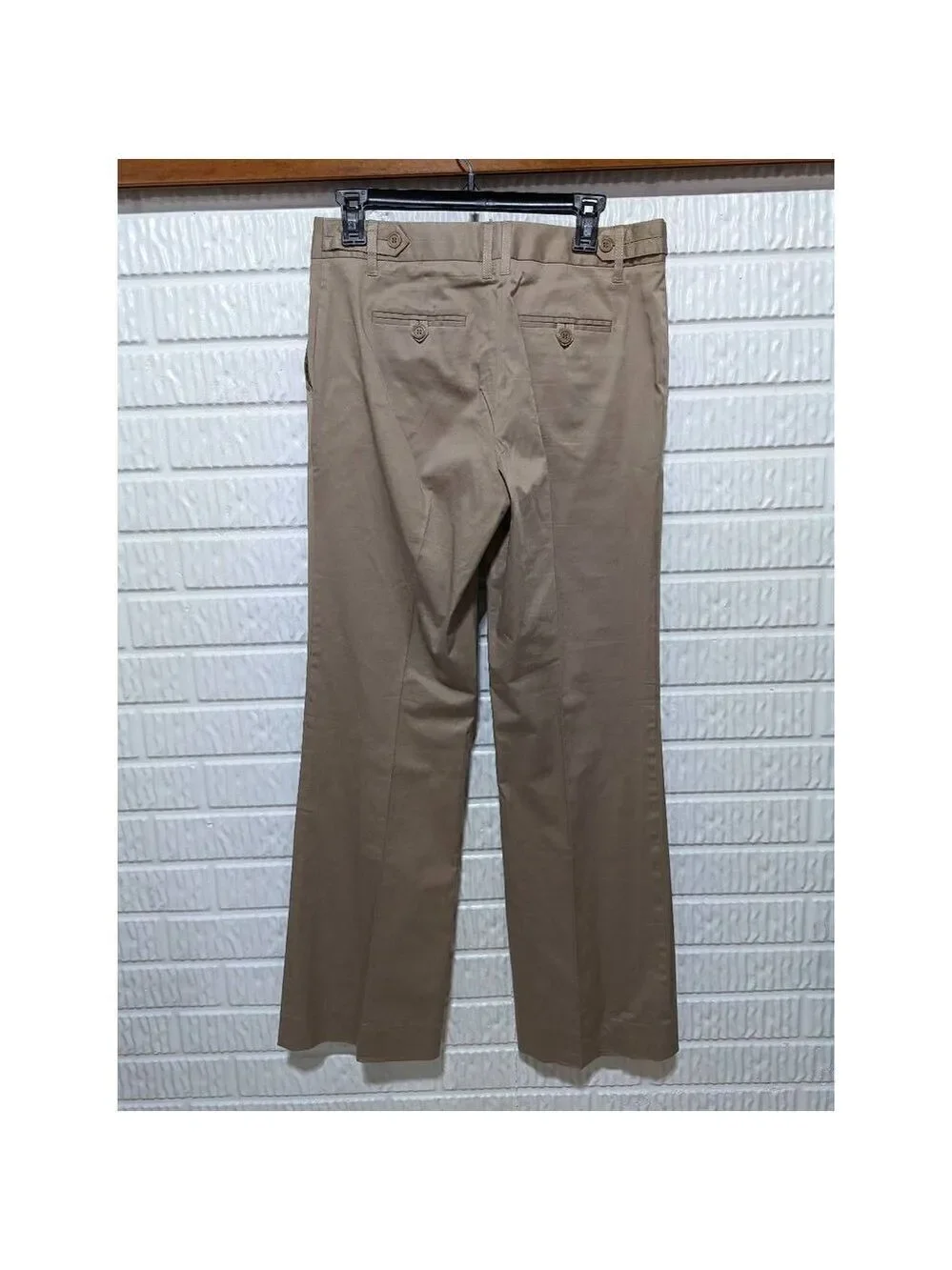 BCBGMaxazria Women's Khaki Mid-Rise Wide Leg Trouser Pants Size 6
